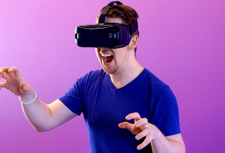 player wearing VR